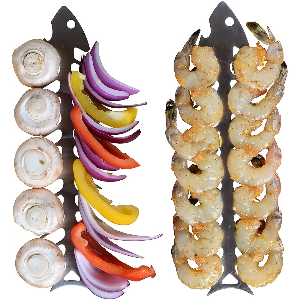 Set de brochettes en acier inoxydable pour griller de petits aliments au barbecue – Image 4