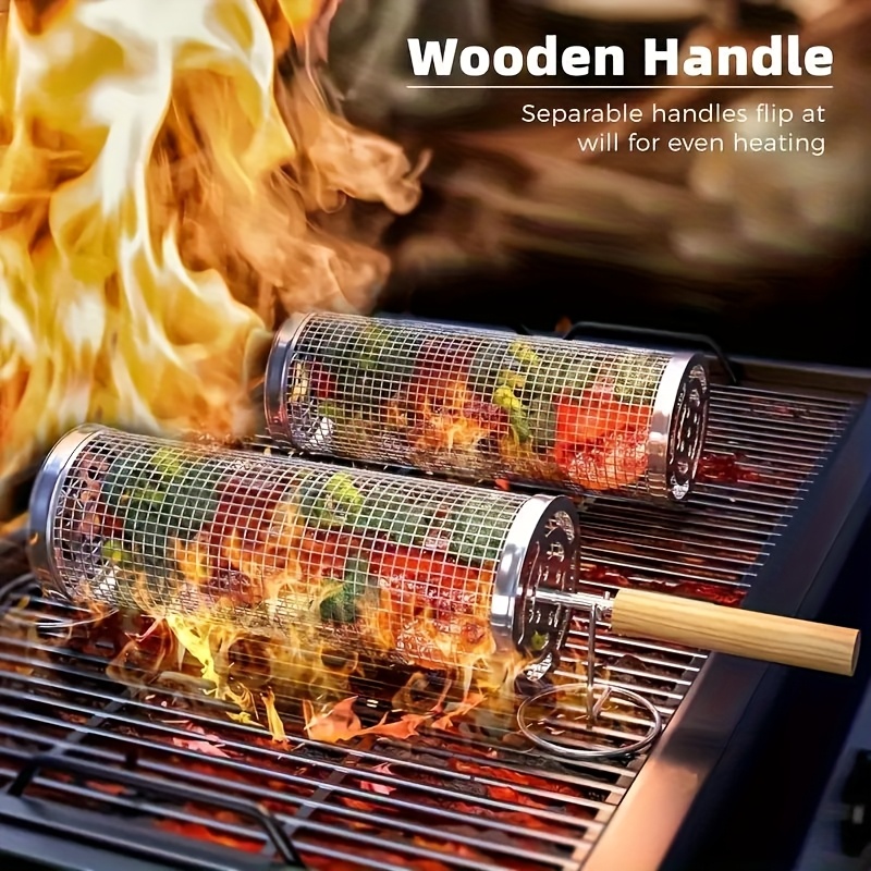 Cage de barbecue en acier inoxydable avec poignée détachable & sa fourchette – Image 3