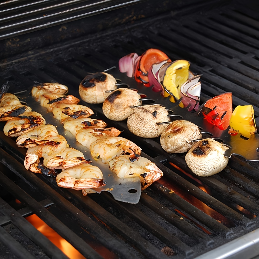 Set de brochettes en acier inoxydable pour griller de petits aliments au barbecue – Image 8