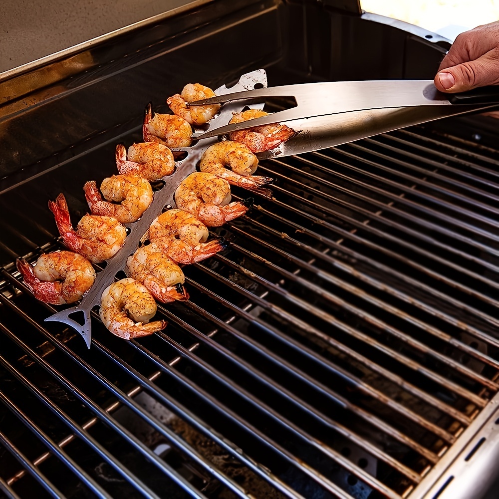 Set de brochettes en acier inoxydable pour griller de petits aliments au barbecue