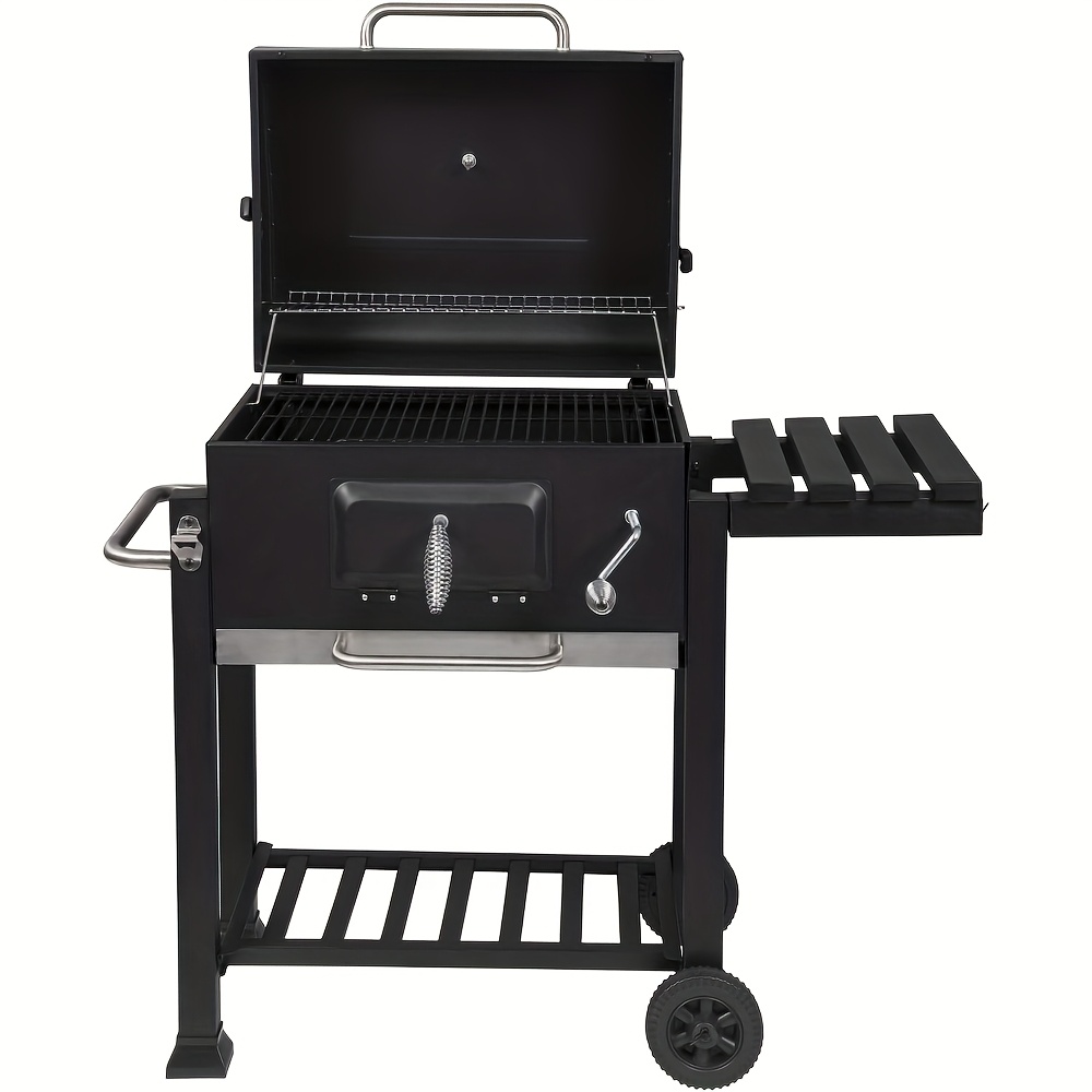 Barbecue à charbon couvert avec roues & hauteur réglable – Image 4