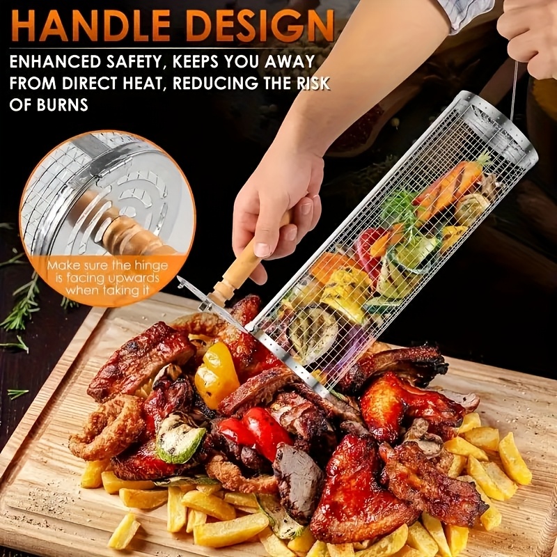 Cage de barbecue en acier inoxydable avec poignée détachable & sa fourchette – Image 5