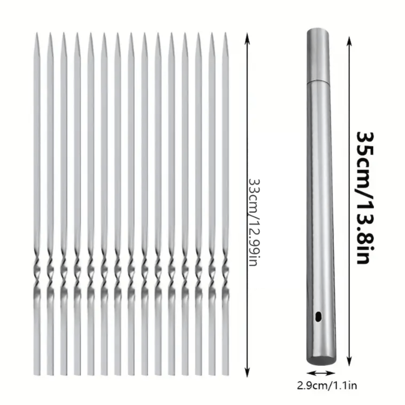 Brochettes de barbecue en acier inoxydable durable avec 1 tube de rangement – Image 4