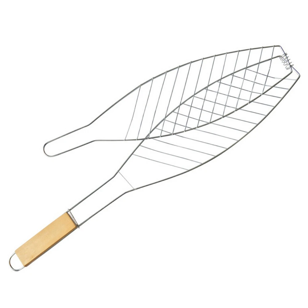 Panier à grillade de poisson antiadhésif à rôtir en maille avec poignée pliante – Image 2