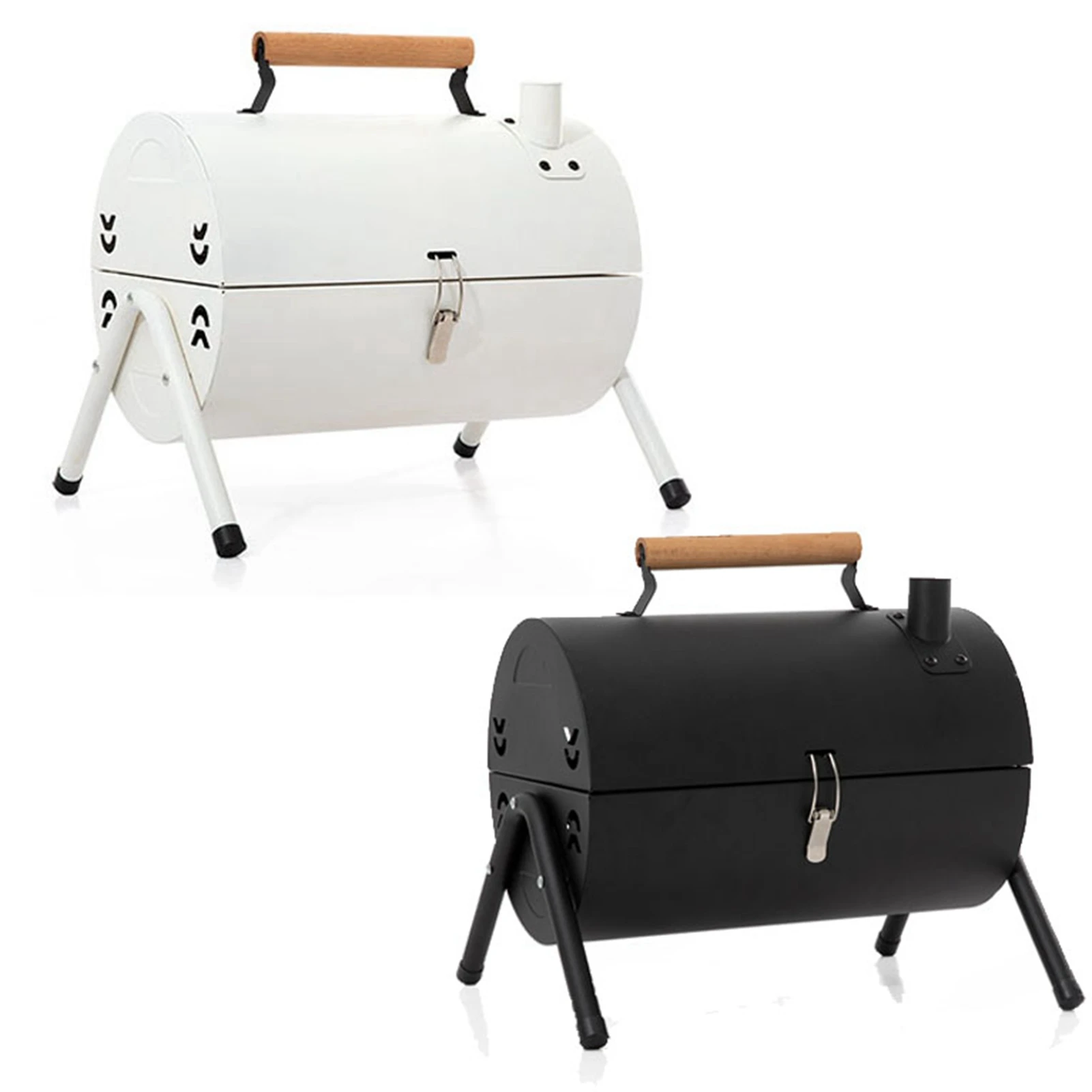 Barbecue à charbon portable en fonte avec poignée en bois – Image 2