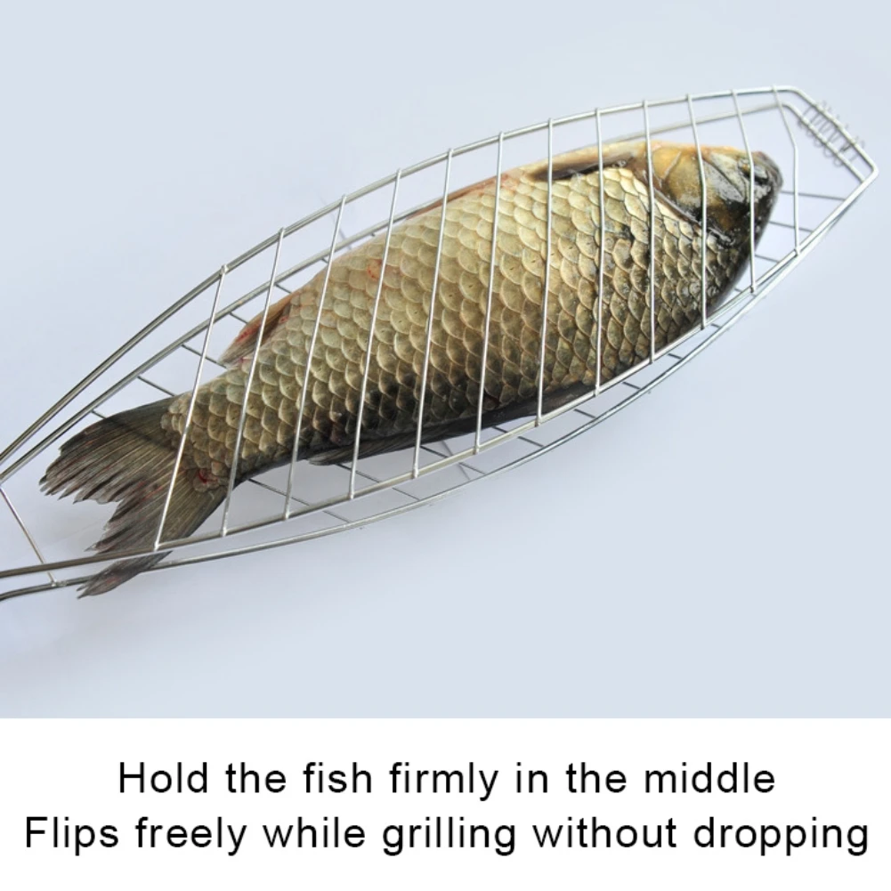 Panier à grillade de poisson antiadhésif à rôtir en maille avec poignée pliante