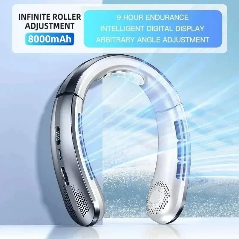 Ventilateur Xiaomi de cou suspendu portable sans lame rechargeable muet à LED & affichage numérique – Image 6