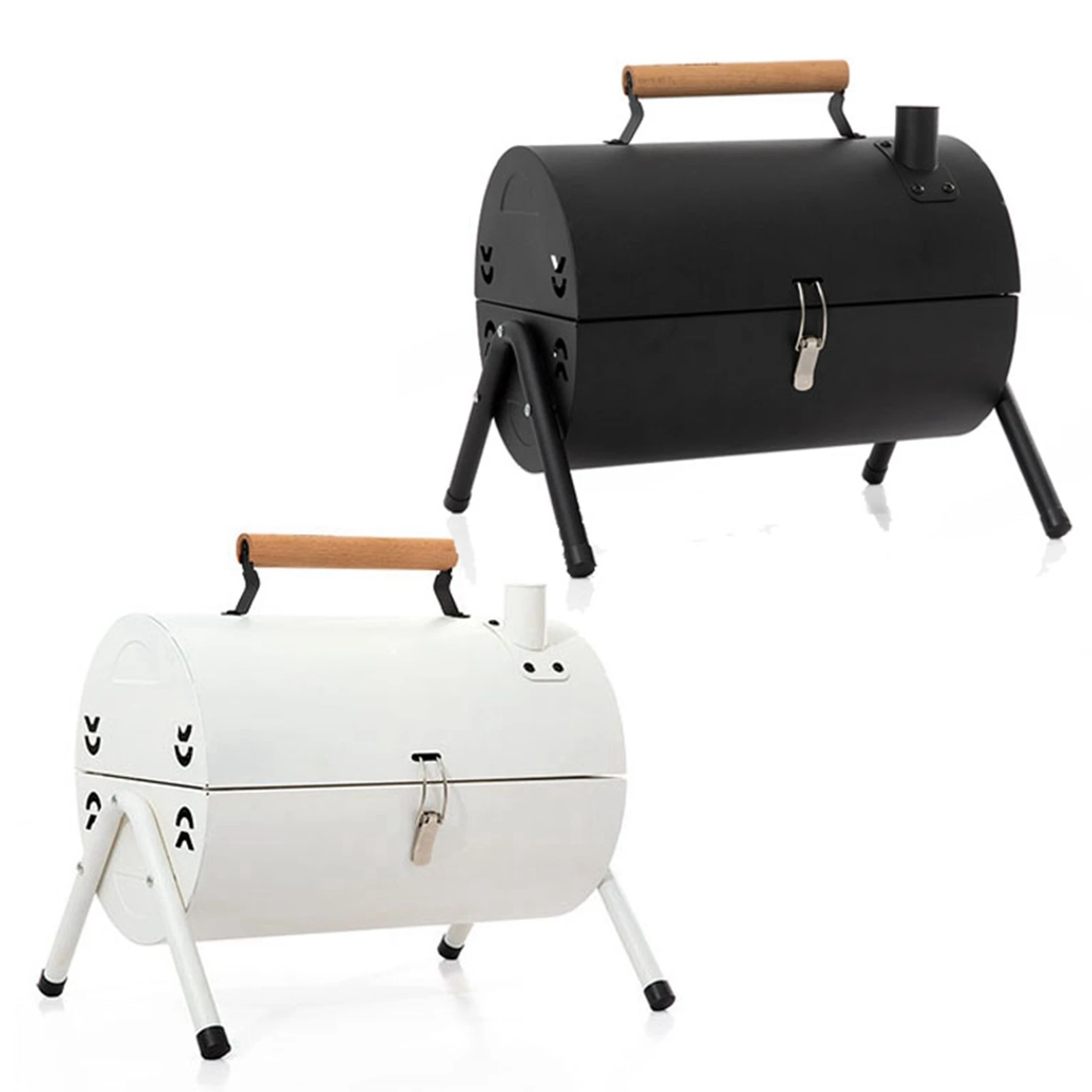 Barbecue à charbon portable en fonte avec poignée en bois – Image 4