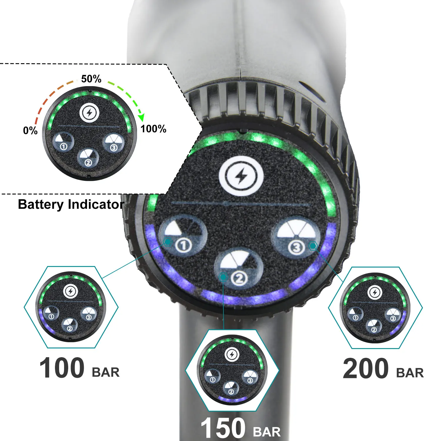 Pistolet de lavage à haute pression sans balai 6 en 1, 200Bar avec batterie 18V – Image 4