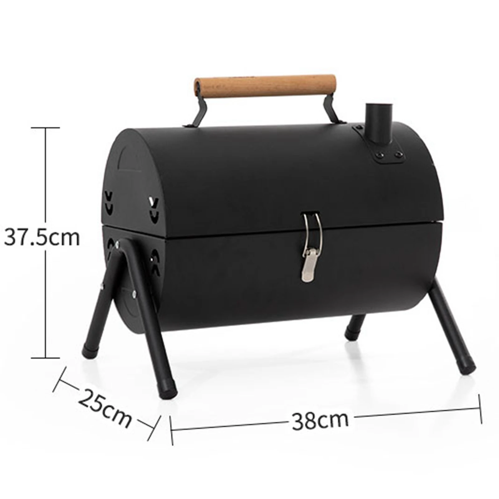 Barbecue à charbon portable en fonte avec poignée en bois – Image 5