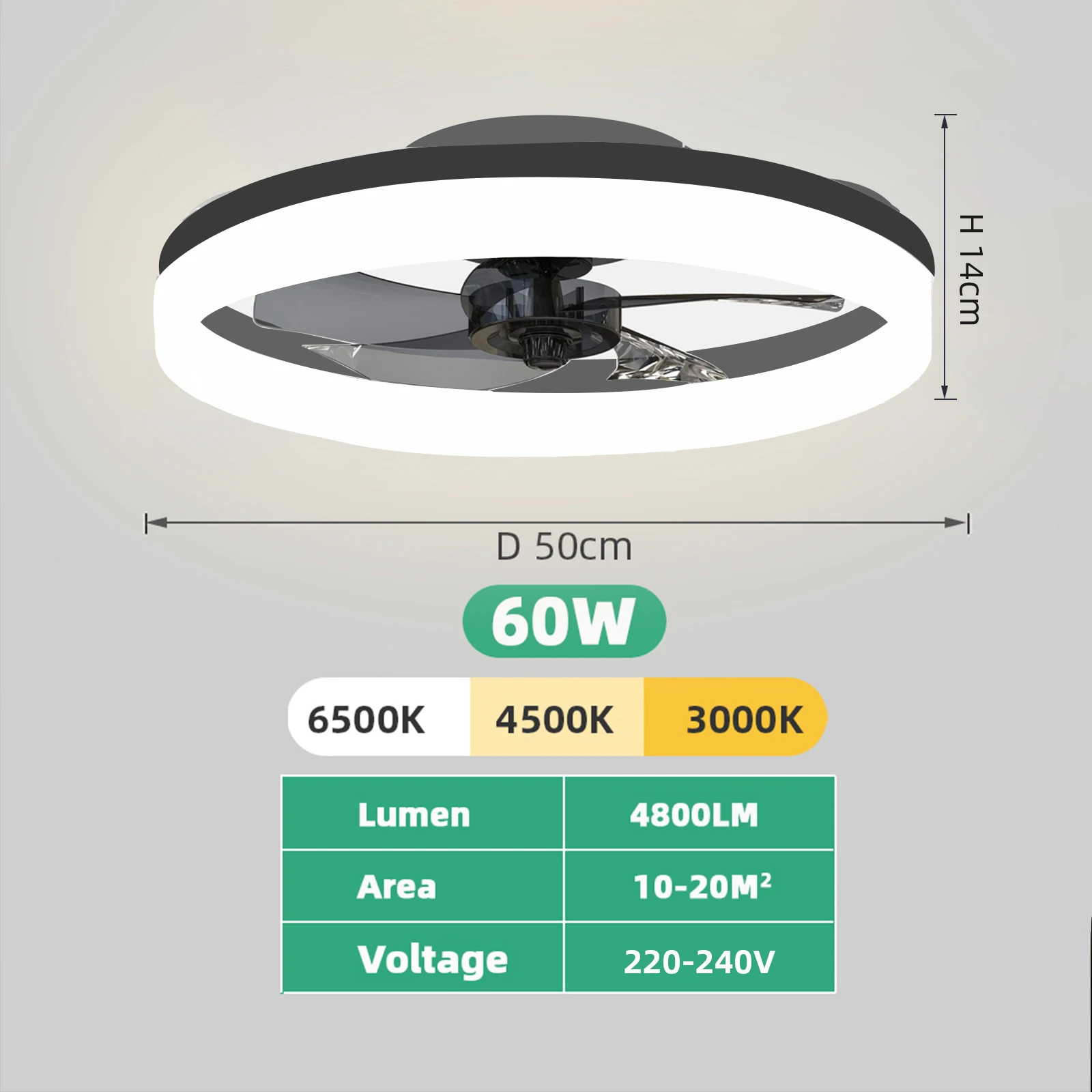 Ventilateur lumineux de plafond à LED avec télécommande – Image 6
