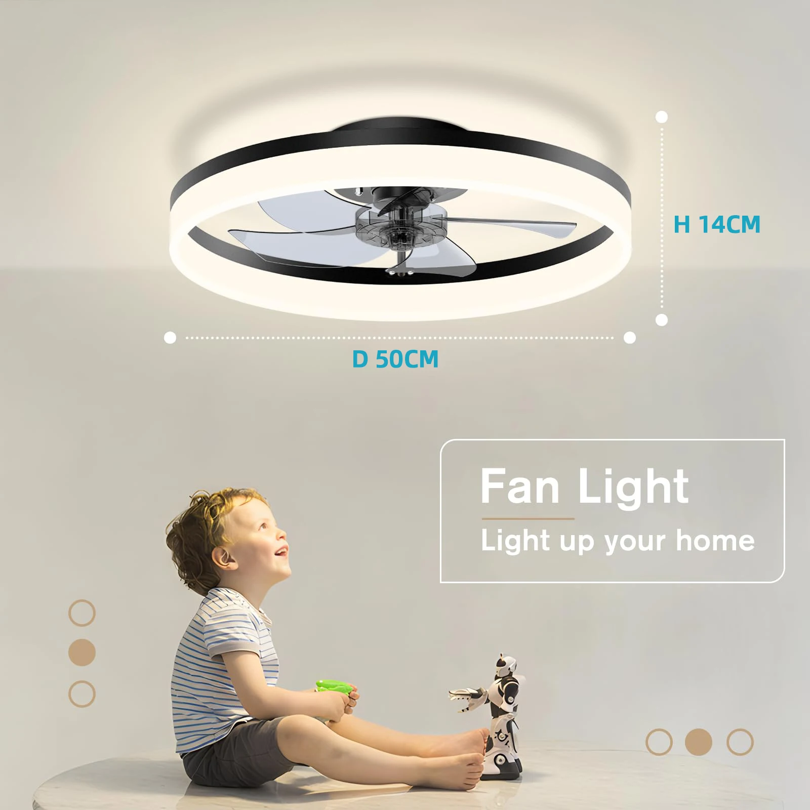 Ventilateur lumineux de plafond à LED avec télécommande – Image 2