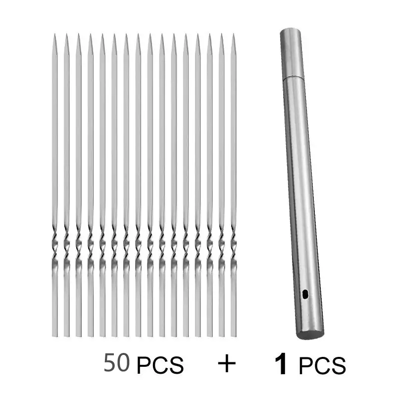 Brochettes de barbecue en acier inoxydable durable avec 1 tube de rangement – Image 9