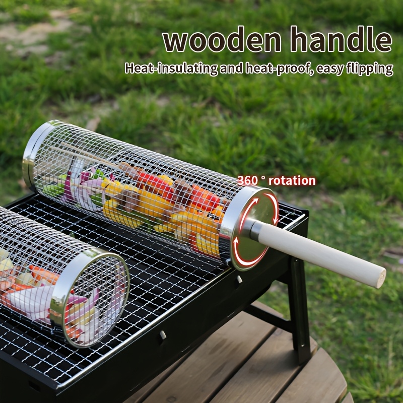 Cage de barbecue en acier inoxydable avec poignée détachable & sa fourchette – Image 2