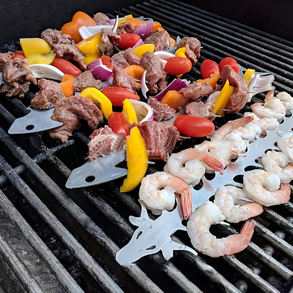 Set de brochettes en acier inoxydable pour griller de petits aliments au barbecue – Image 2