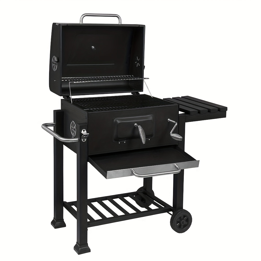 Barbecue à charbon couvert avec roues & hauteur réglable – Image 6