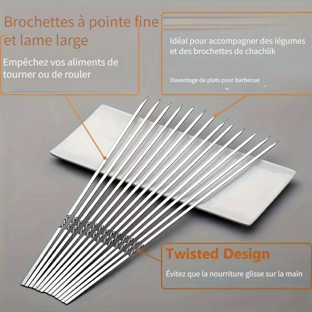 Brochettes de barbecue en acier inoxydable durable avec 1 tube de rangement – Image 10
