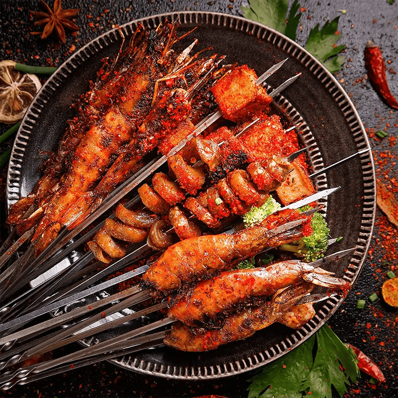 Brochettes de barbecue en acier inoxydable durable avec 1 tube de rangement – Image 3
