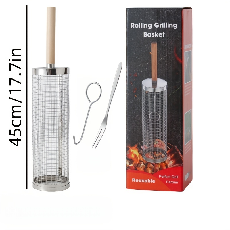 Cage de barbecue en acier inoxydable avec poignée détachable & sa fourchette – Image 7