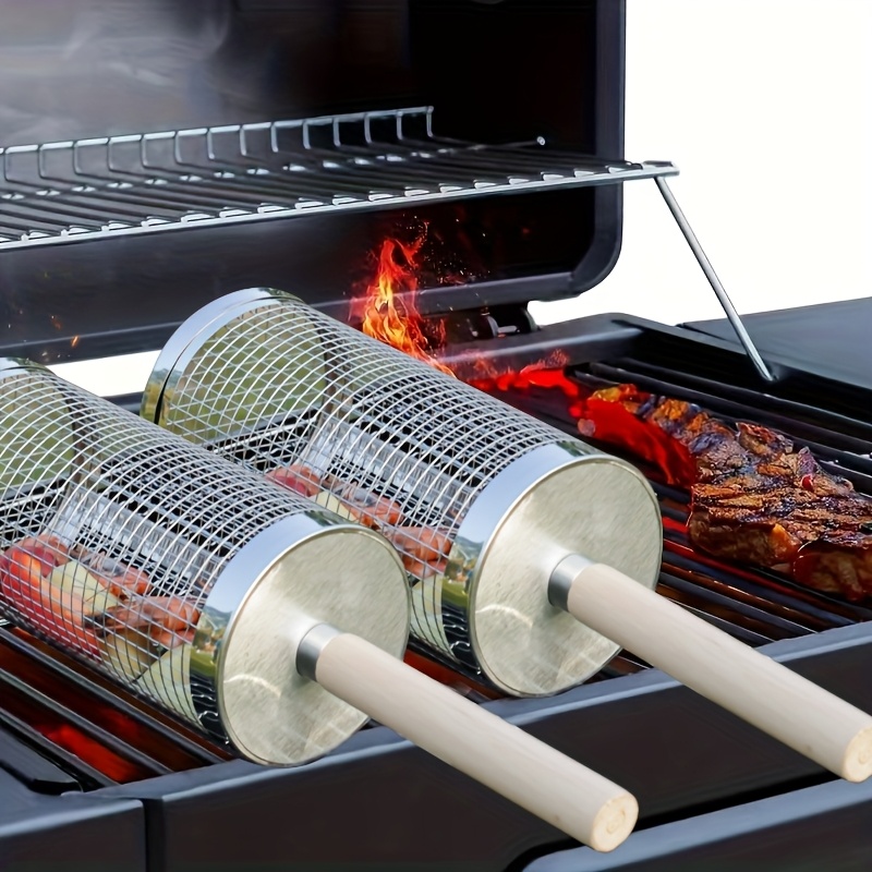 Cage de barbecue en acier inoxydable avec poignée détachable & sa fourchette