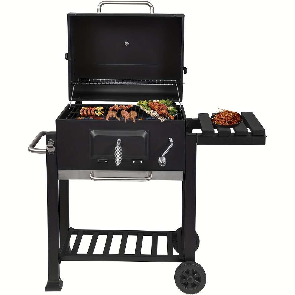Barbecue à charbon couvert avec roues & hauteur réglable – Image 3