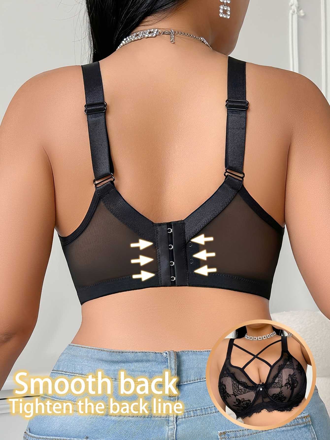 Soutien gorge avec sous armature, rembourrage non amovible & motif floral – Image 3