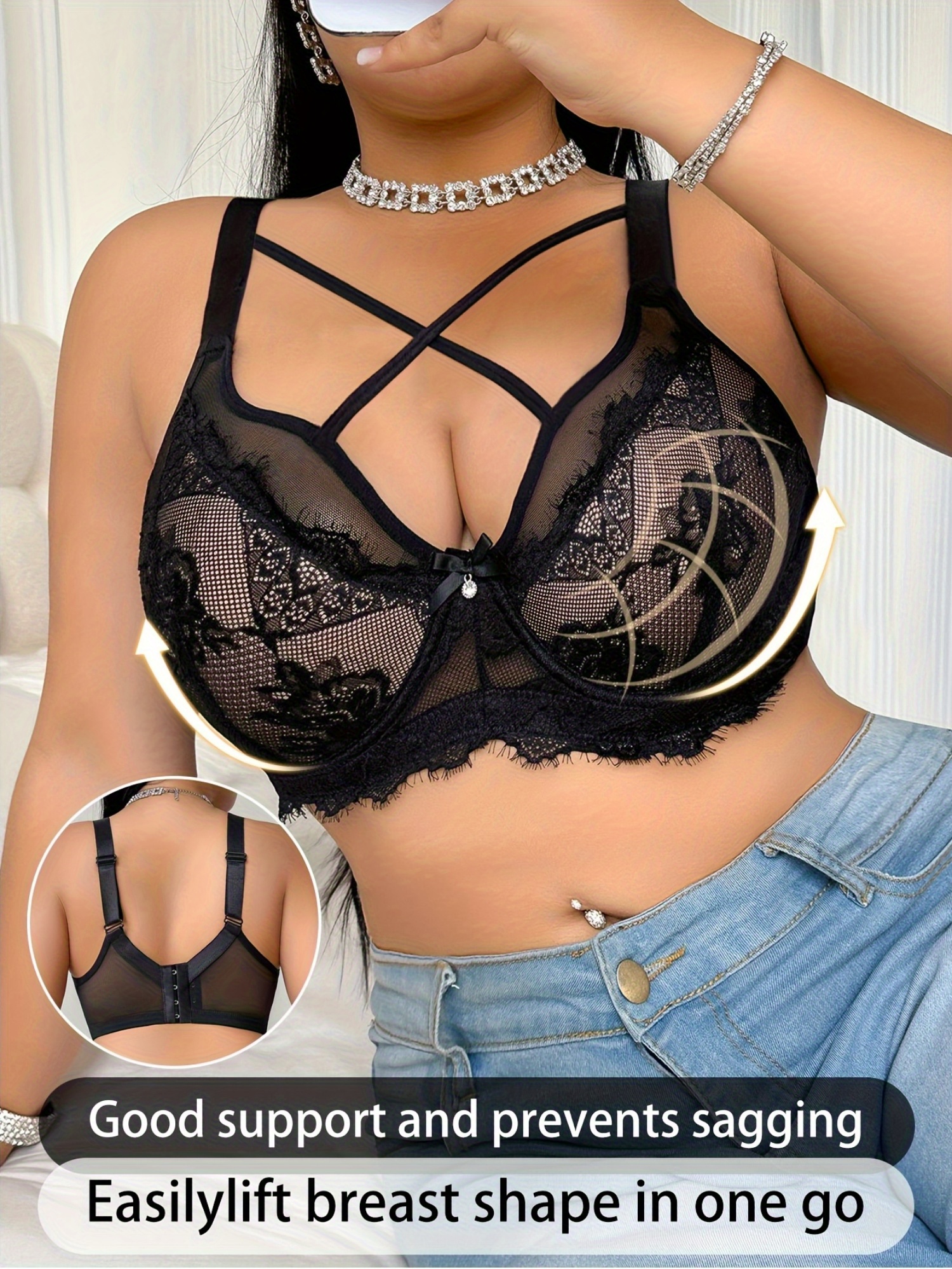 Soutien gorge avec sous armature, rembourrage non amovible & motif floral – Image 4