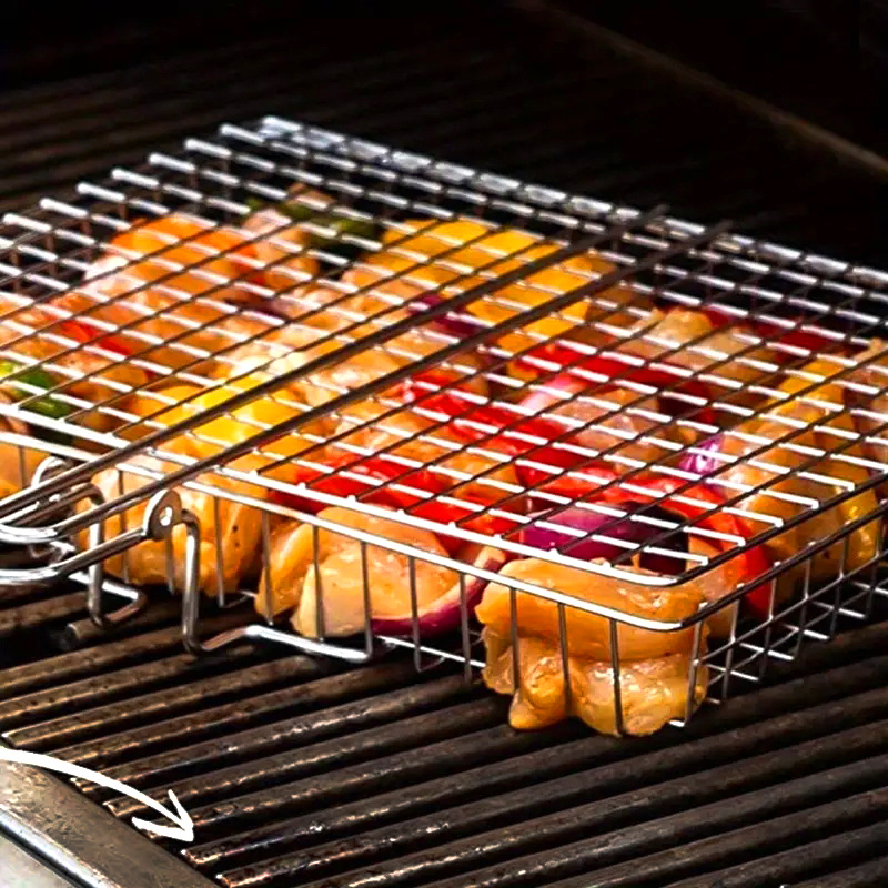 Panier à grill barbecue en acier inoxydable avec poignée
