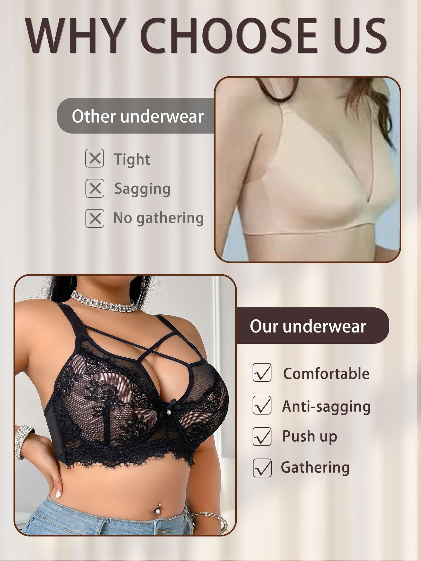 Soutien gorge avec sous armature, rembourrage non amovible & motif floral – Image 6